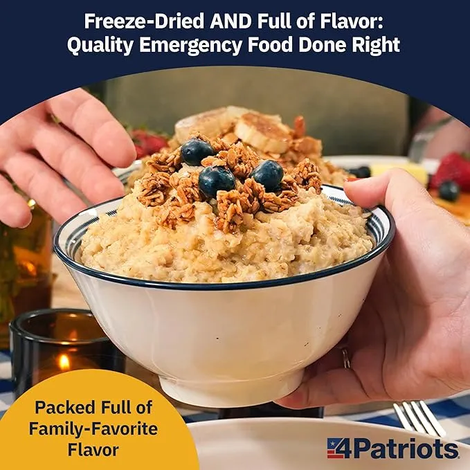 4Patriots: 2-Week Emergency Food Supply Survival Kit, Perfect for Camping, Freeze Dried Preparedness Food, Designed to Last 25 Years, Be Ready with 84 Servings of Delicious Breakfast, Lunch, & Dinner