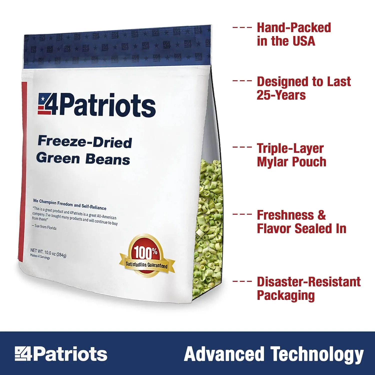 4Patriots Fruit, Veggie & Snack Emergency Food Supply: Designed to Last 25 Years, 120 Servings