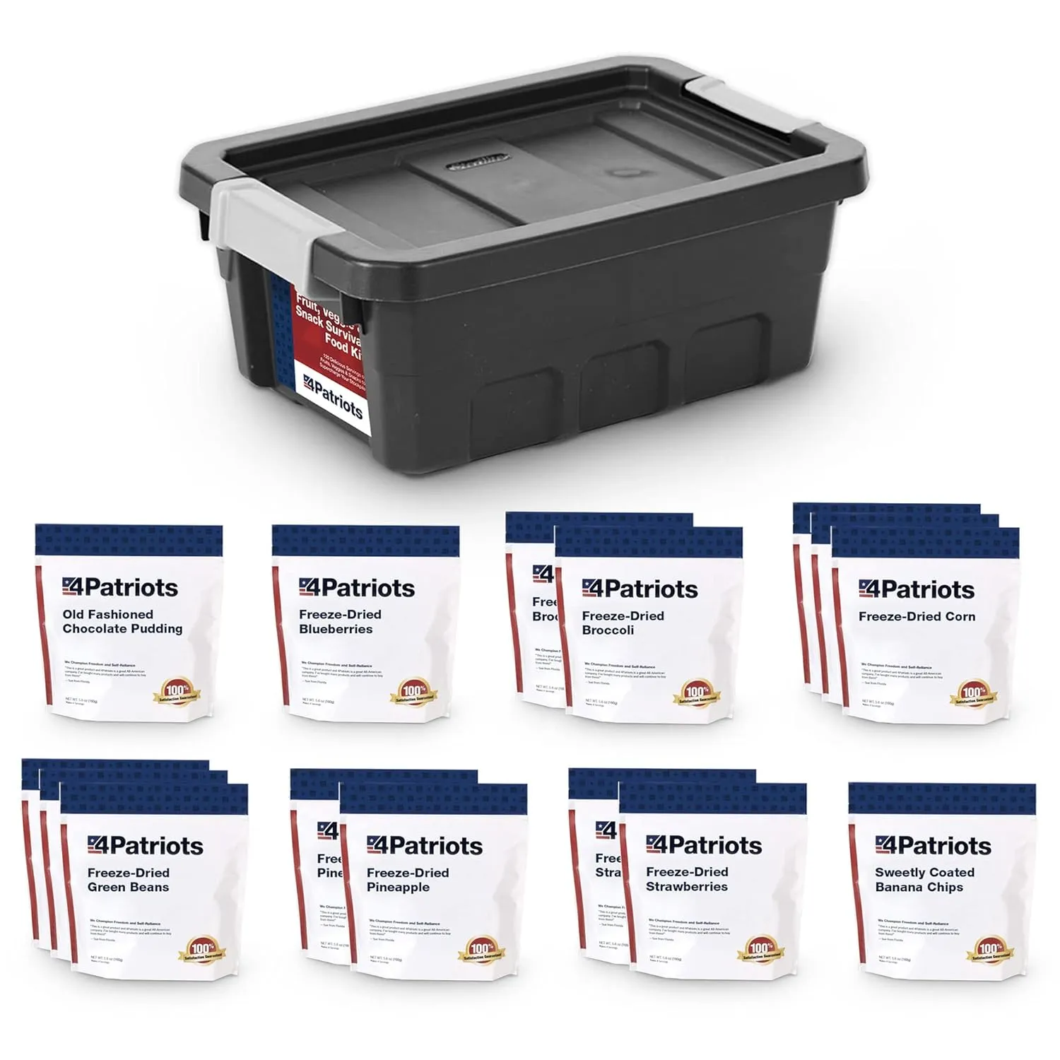 4Patriots Fruit, Veggie & Snack Emergency Food Supply: Designed to Last 25 Years, 120 Servings