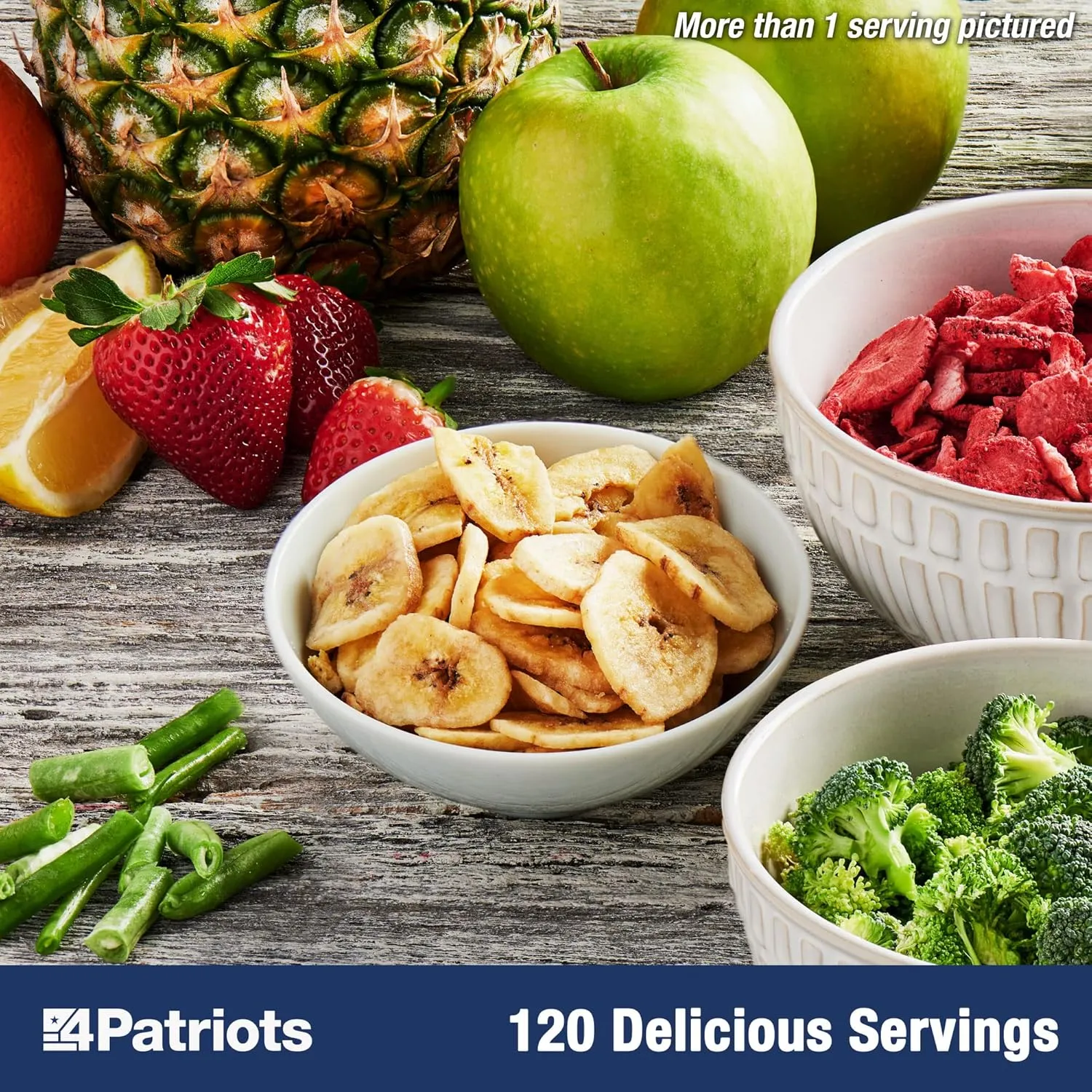 4Patriots Fruit, Veggie & Snack Emergency Food Supply: Designed to Last 25 Years, 120 Servings