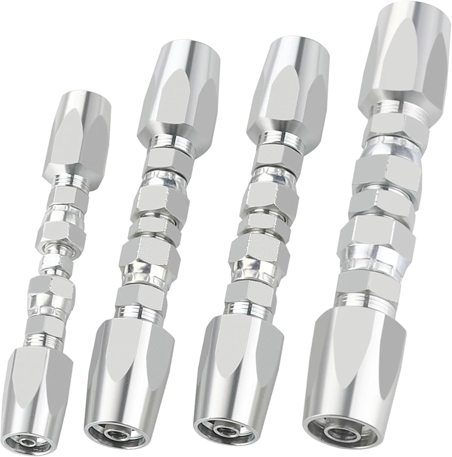 4PCS Reusable Hydraulic Hose Repair Fittings Kit, 1/2'' 3/8'' 1/4'' for Size #08#06#04 Single Wire Hydraulic Hose