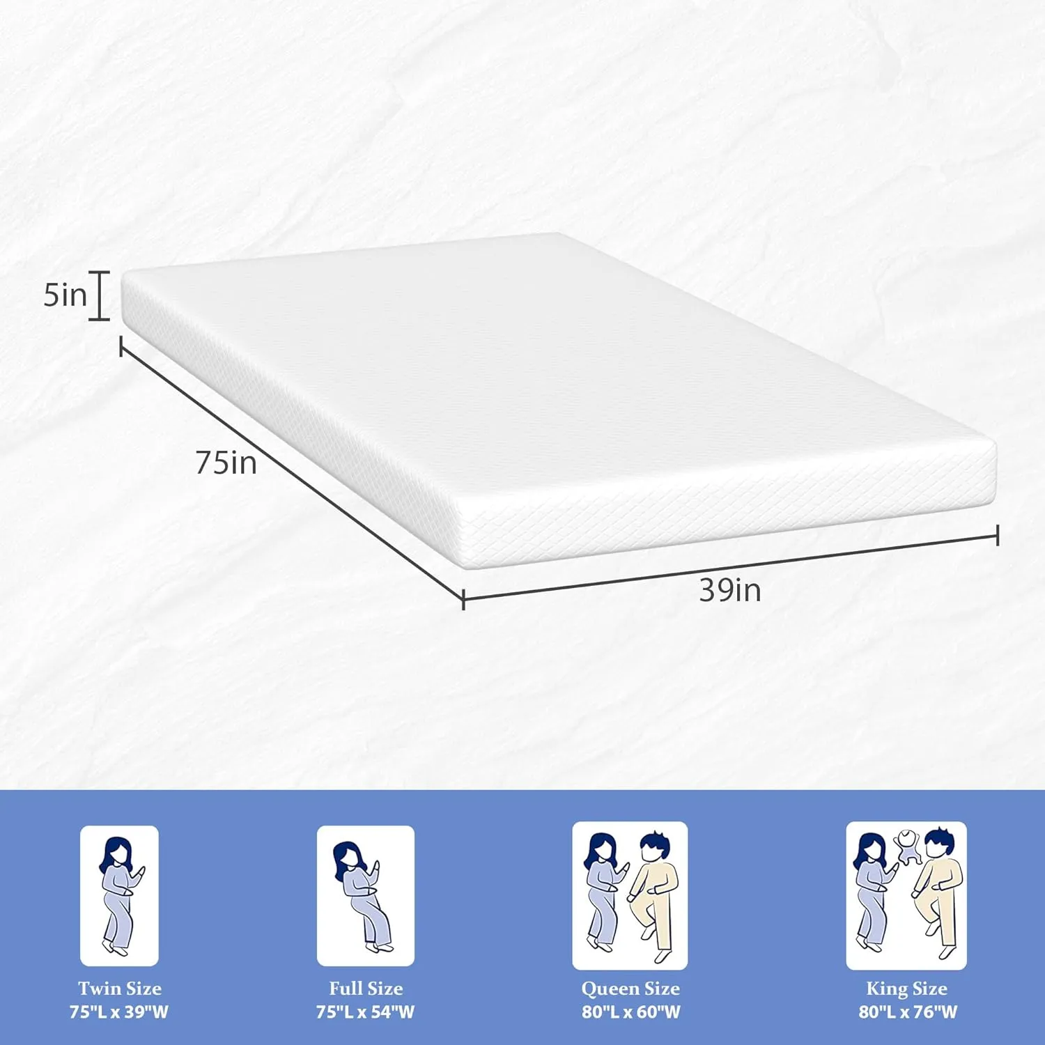 5 Inch Twin Mattress, Twin Mattress for Kids, Medium Firm Twin Bed Mattress, Cool to Sleep and Pressure Relief, Certipur-Us Certified, Memory Foam Mattress, Twin Size Mattress in a Box（5 Inch）