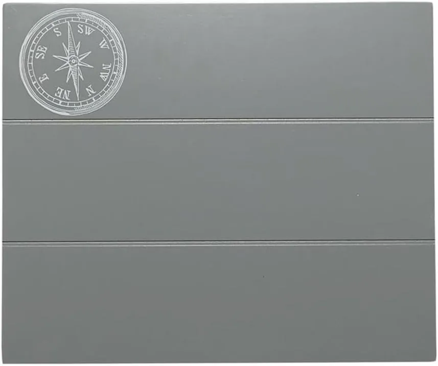 5 Piece Set Compass Print Wood Folding TV Tray Table Stand in Gray, 4 Tray Tables & 1 Stand