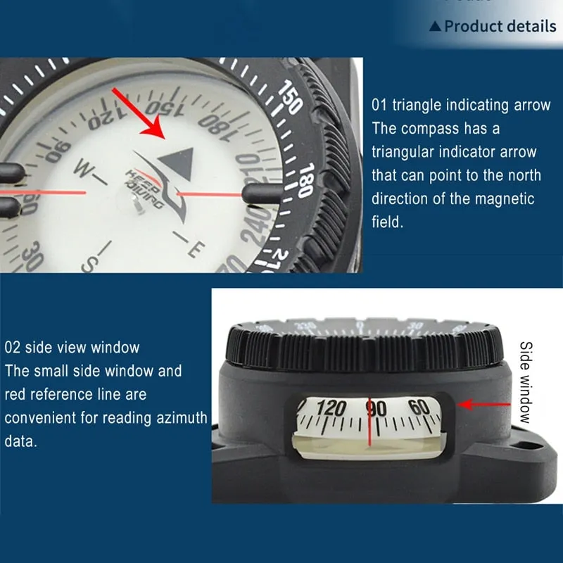 50m Watch Balanced Waterproof Luminous Compass.