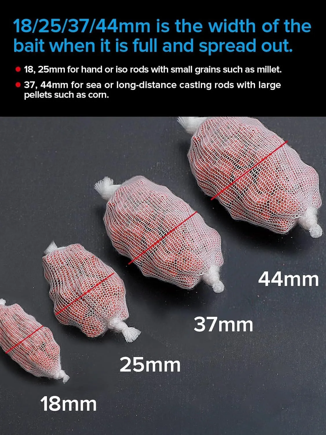 5M PVA Mesh Kit with Scissors 18mm 25mm 37mm 44mm Wide PVA Mesh Carp Fishing Accessories with Funnel & Plunger System Fast Melt PVA Mesh Bag Fishing Refill for Boilie Bait Feeding (5M, 37mm)