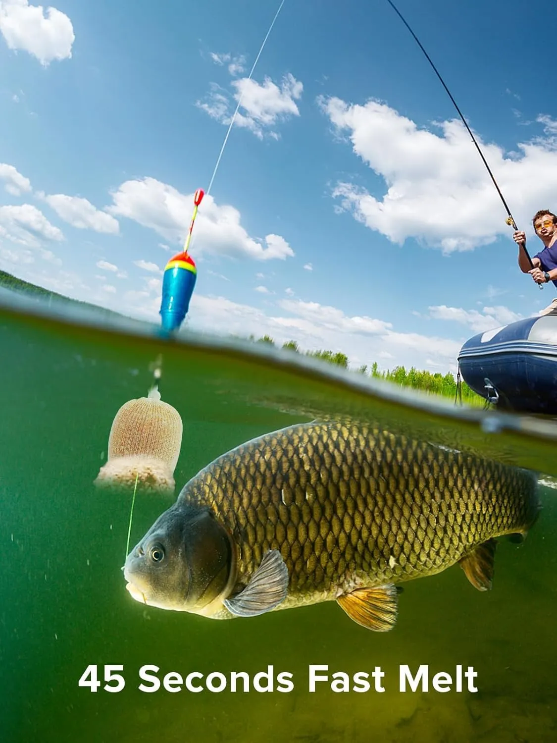 5M PVA Mesh Kit with Scissors 18mm 25mm 37mm 44mm Wide PVA Mesh Carp Fishing Accessories with Funnel & Plunger System Fast Melt PVA Mesh Bag Fishing Refill for Boilie Bait Feeding (5M, 37mm)