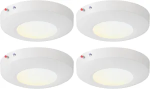 6 Inch LED Emergency Disk Light Kit with Battery Backup, Ceiling Mount Emergency Lights, Dimmable, 120-277V, 15W, 1000lm, CRI90, 5CCT Selectable, ETL & Wet Rated, White, 4 Packs