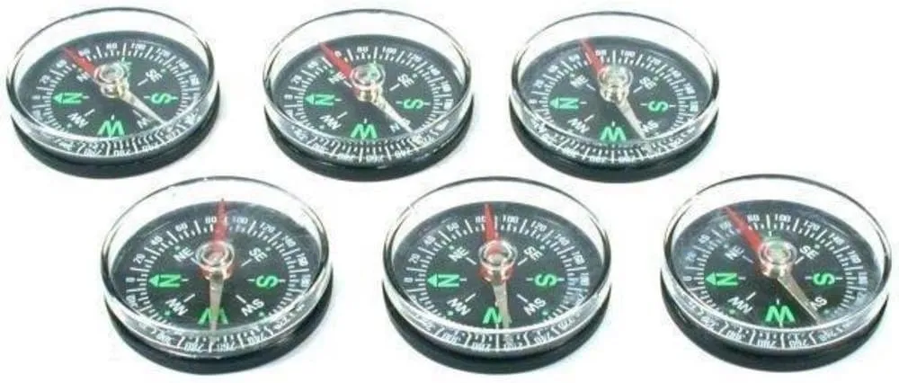 6 Pocket Compass Mini Hunting Hiking Navigation Tools
