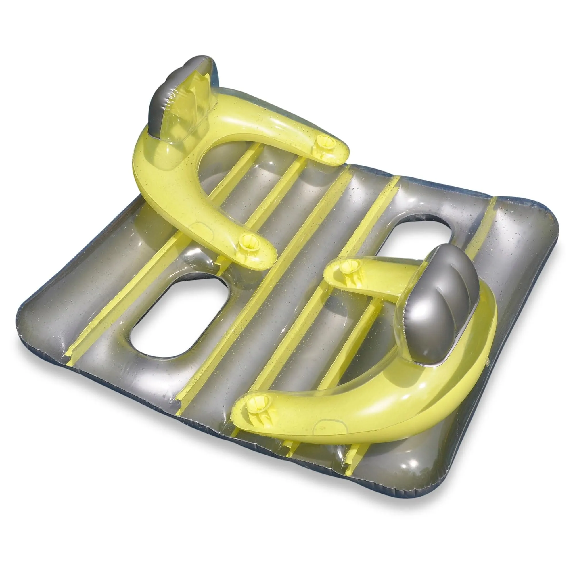 66" Yellow and Silver Inflatable Face-to-face Pool Raft Dual Air
