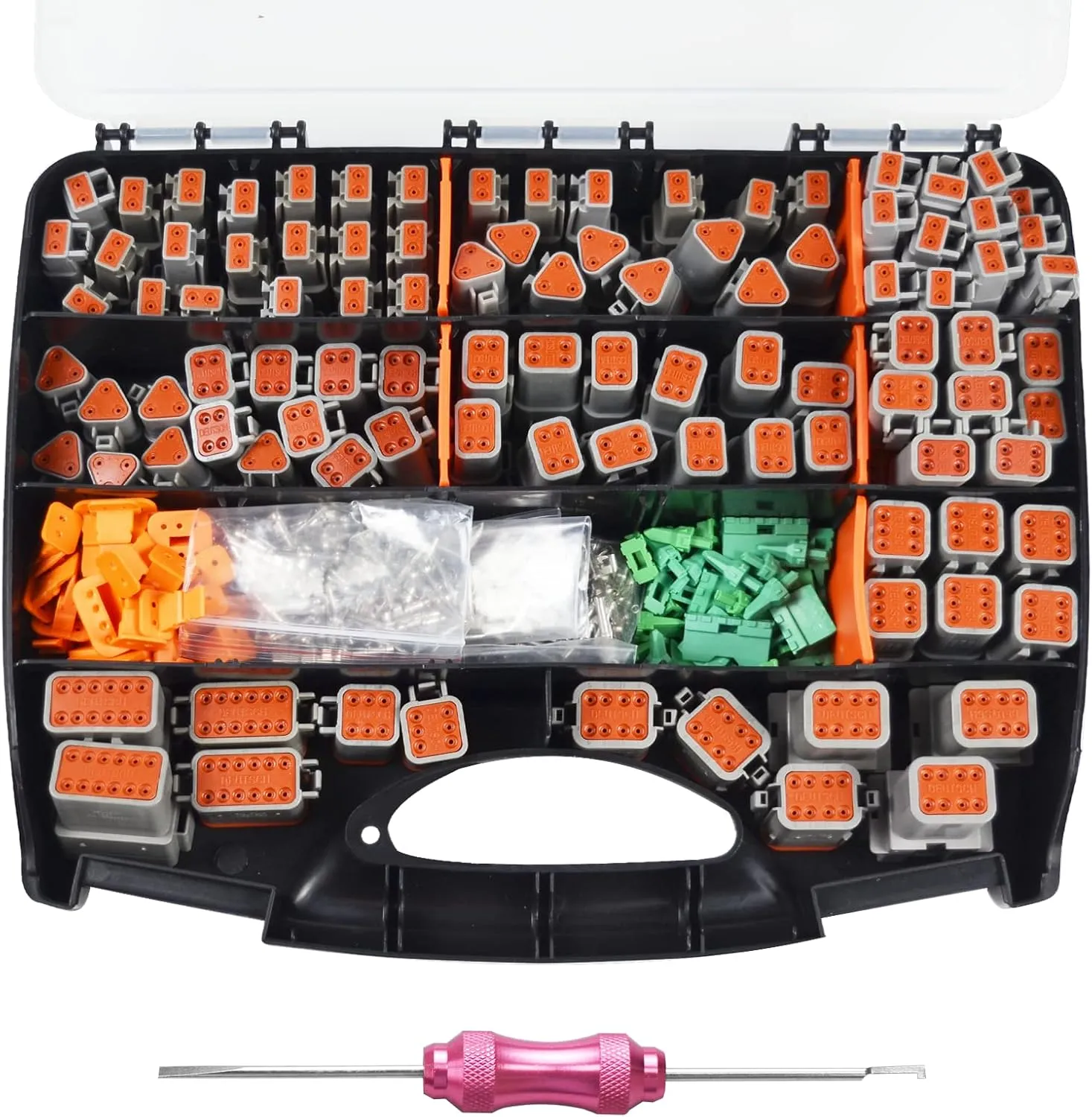 685 PCS Deutsch Connector Kit, 2 3 4 6 8 12 Pin Grey DT Connector with 16# Stamped Contacts, Deutsch pin Connector Removal Tool, Waterproof Automotive Electrical Connector