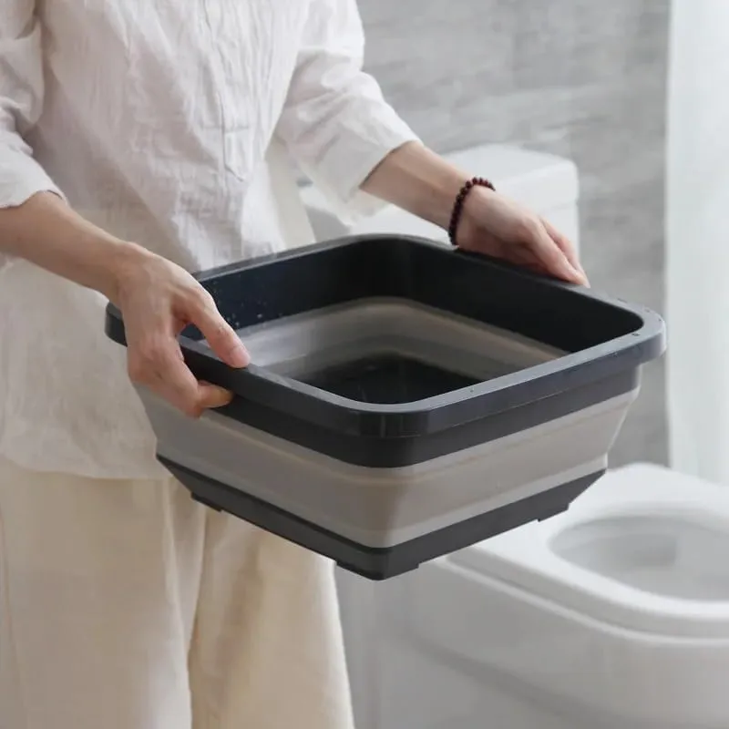 8L (2.0 Gallon) Plastic Washbasin Portable Foldable Thickening Basin Tourism Outdoor Folding Bucket Fishing Camping Car Wash Bucket Collapsible Dish Tub Washing Basin Space Saving Washtub
