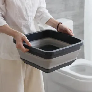 8L (2.0 Gallon) Plastic Washbasin Portable Foldable Thickening Basin Tourism Outdoor Folding Bucket Fishing Camping Car Wash Bucket Collapsible Dish Tub Washing Basin Space Saving Washtub