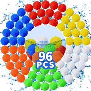 96 Pcs Reusable Water Balls, Reusable Water Balloons Splash Balls for Kids Adults - Water Toys for Outdoor Summer Fun Water Games for Boys Girls Pool Backyard Birthday Party Games-Upgraded