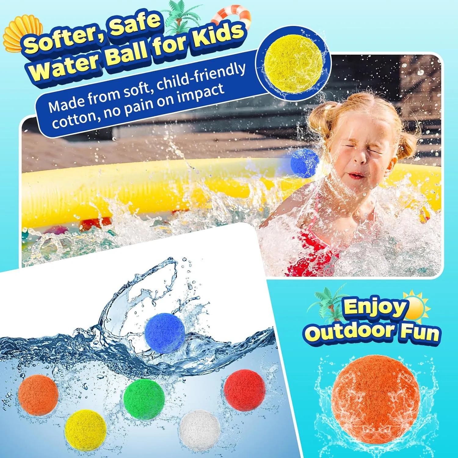 96 Pcs Reusable Water Balls, Reusable Water Balloons Splash Balls for Kids Adults - Water Toys for Outdoor Summer Fun Water Games for Boys Girls Pool Backyard Birthday Party Games-Upgraded