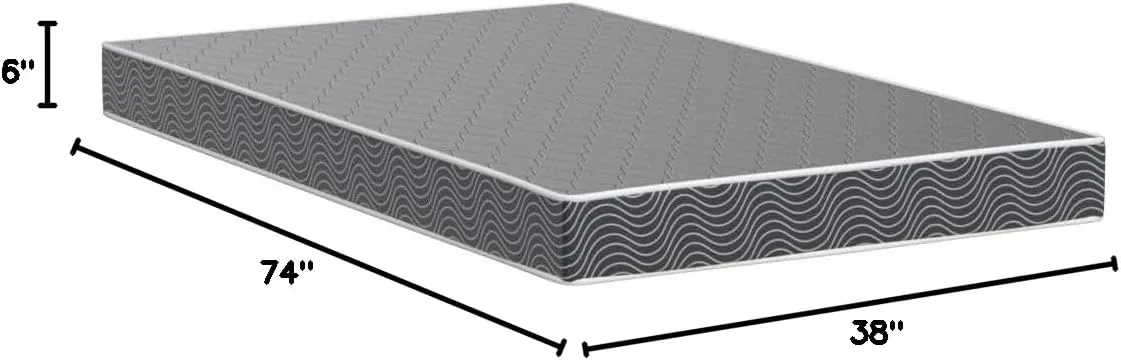 AC Pacific 6-Inch Water-Resistant High-Density Foam Mattress Made in USA with Stylish Diamond-Quilted Breathable Fabric, Distributes Weight Evenly, Twin Deluxe, Navy Blue