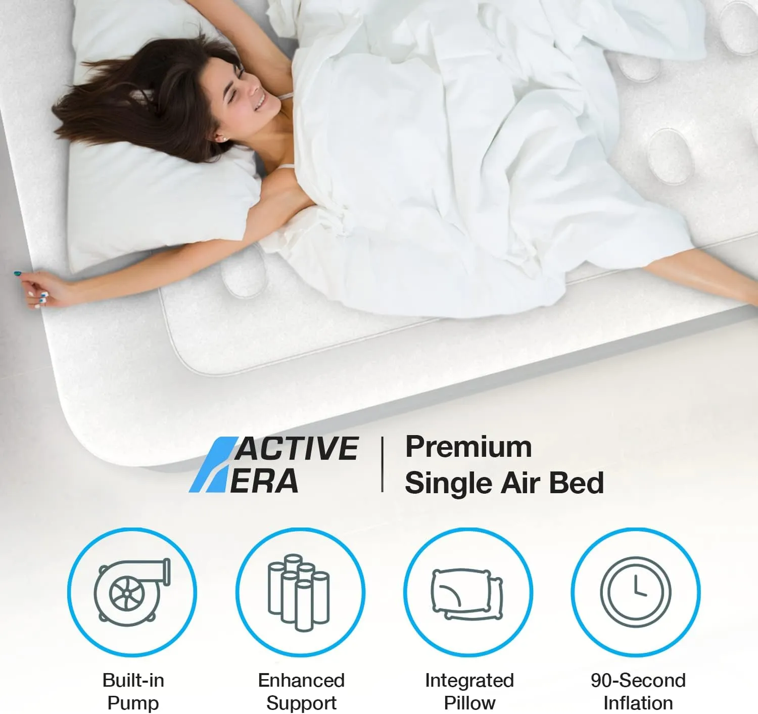 Active Era Tall 20" Twin Air Mattress with Built in Pump & Raised Pillow, Elevated Inflatable Mattress, Heavy Duty Puncture Resistant Bed, Blow Up Waterproof Airbed