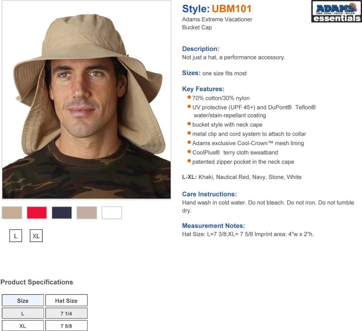 Adam's Headwear Men's Cape