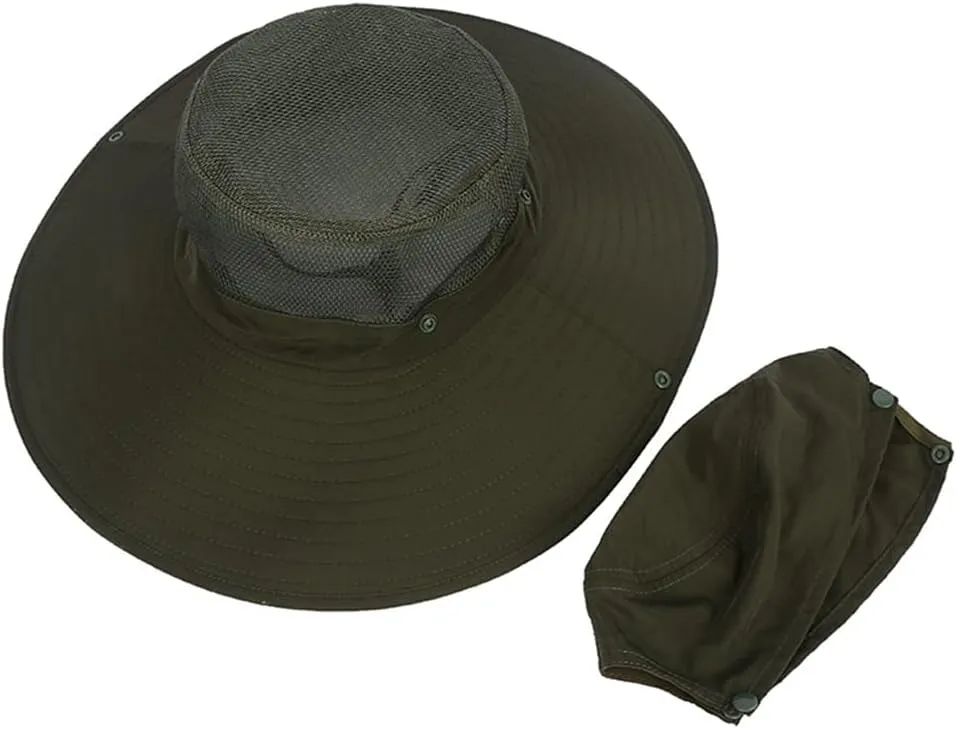 Adjustable Boonie Hat Breathable Mesh Sun Hat Wide Brim Bucket Hat Sun Protection Hiking Fishing Camping Hat