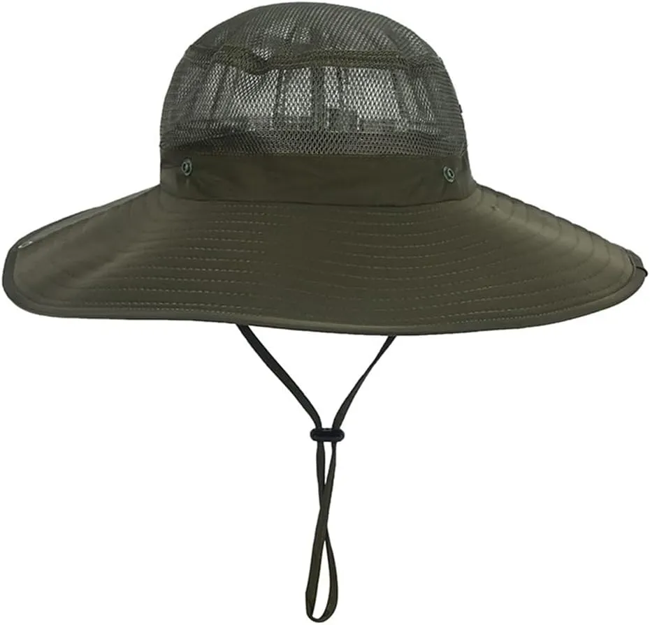 Adjustable Boonie Hat Breathable Mesh Sun Hat Wide Brim Bucket Hat Sun Protection Hiking Fishing Camping Hat