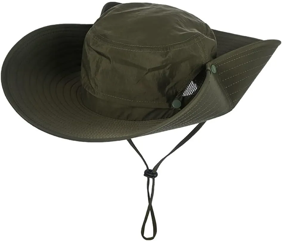 Adjustable Boonie Hat Breathable Mesh Sun Hat Wide Brim Bucket Hat Sun Protection Hiking Fishing Camping Hat