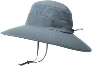 Adjustable Summer Outdoor Wide Brim Bucket Hat Breathable Mesh Sun Cap Sun Protection Panama Windproof Fishing Cap
