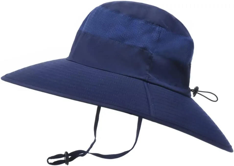 Adjustable Summer Outdoor Wide Brim Bucket Hat Breathable Mesh Sun Cap Sun Protection Panama Windproof Fishing Cap