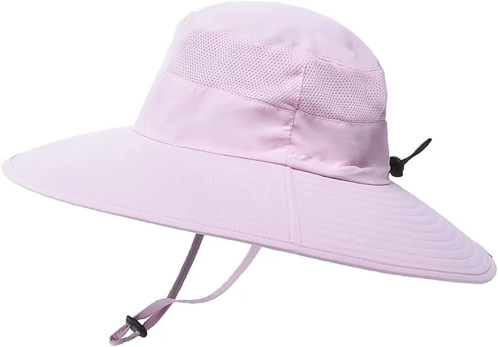 Adjustable Summer Outdoor Wide Brim Bucket Hat Breathable Mesh Sun Cap Sun Protection Panama Windproof Fishing Cap