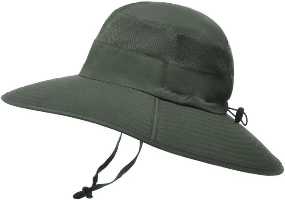 Adjustable Summer Outdoor Wide Brim Bucket Hat Breathable Mesh Sun Cap Sun Protection Panama Windproof Fishing Cap