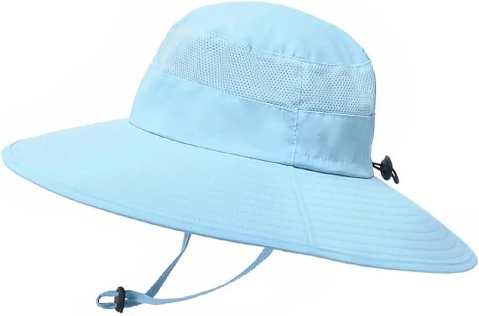 Adjustable Summer Outdoor Wide Brim Bucket Hat Breathable Mesh Sun Cap Sun Protection Panama Windproof Fishing Cap