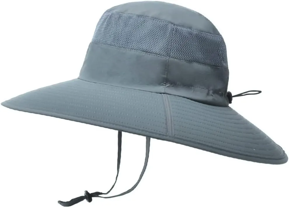 Adjustable Summer Outdoor Wide Brim Bucket Hat Breathable Mesh Sun Cap Sun Protection Panama Windproof Fishing Cap