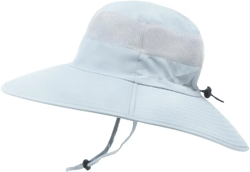 Adjustable Summer Outdoor Wide Brim Bucket Hat Breathable Mesh Sun Cap Sun Protection Panama Windproof Fishing Cap
