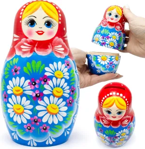 AEVVV Money Bank Matryoshka Doll 6'' - Russian Nesting Dolls Money Saver Adult Piggy Bank
