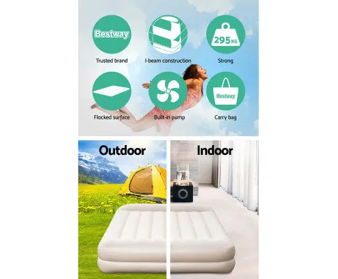 Air Bed Beds Mattress Queen Size Sleep Built-in Pump Camping Inflatable