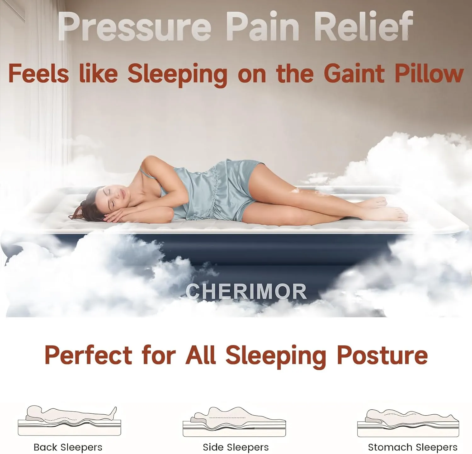 Air Mattress, 18" Raised Full Size Self Inflatable Blow Up Mattress with Built in Pump, Thick Comfort Air Bed with Carry Bag for Camping, Guests & Home, 600lb Capacity Colchon Inflable