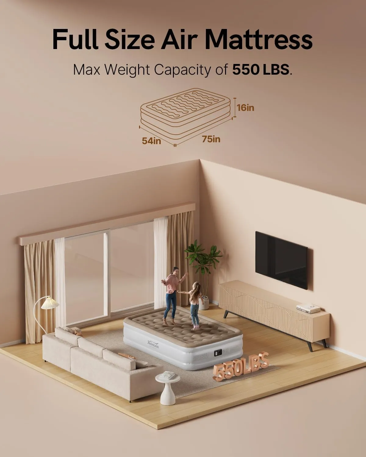 Air Mattress Full with Built in Pump, Inflatable Mattress, Blow Up Mattress Full in 3 Mins Inflation/Deflation, Air Bed for Camping & Guest, colchon inflable