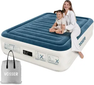 Air Mattress Full with Built in Pump,18" Raised Inflatable Mattress，Thicker Blow Up Mattress 2 Mins Self-Inflation/Deflation，Luxury Upgraded Air Bed with Storage Bag for Home, Camping & Guests