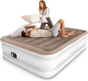Air Mattress Queen with Built in Pump, Blow up Mattress, Inflatable Mattress, Air Bed Queen Size for Camping, Home & Guest, 3 Mins Self-Inflation/Deflation, colchon inflable Queen, 650lb Max