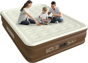 Air Mattress Queen with Built-in Pump,Leakproof Blow Up Mattress with Flocked Top,3 Mins Inflatable Mattress for Home&Guests,Thicken Queen Air Mattress, Waterproof Air Bed with Carry Bag
