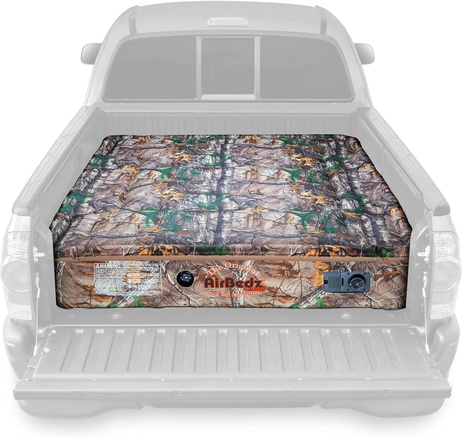 AirBedz by Pittman Outdoors Truck Bed Air Mattress - Full-Size, Long Bed, 8' Long, Built-In Rechargeable Battery Air Pump, Realtree Camo, Carry Bag, Patch Kit, 95"L x 63.5"W x 12"H