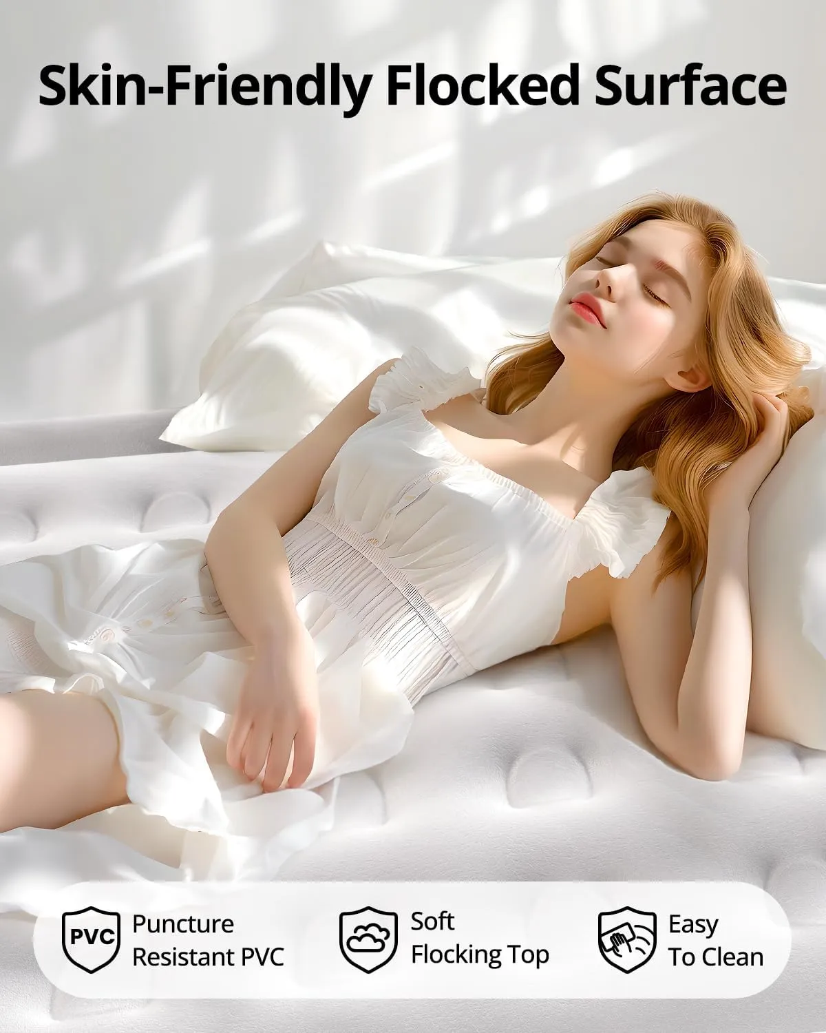 Airefina Air Mattress Queen with Built in Pump, Comfort Blow Up Mattress Queen Size Inflatable Mattress with Portable Carrying Bag for Guest Bed Home, 3 Mins Inflation/Deflation Colchones Inflables