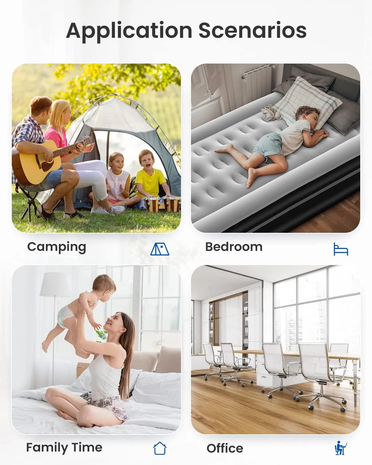 Airefina Twin Air Mattress, Colchones Inflables Blow Up Mattress Twin Size with Built-in Pump Raised 16" Tall Single Camping Anywhere Air Guest Bed with Carrying Bag for Home Travel Family Party