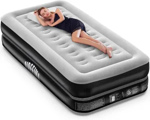 Airefina Twin Air Mattress, Colchones Inflables Blow Up Mattress Twin Size with Built-in Pump Raised 16" Tall Single Camping Anywhere Air Guest Bed with Carrying Bag for Home Travel Family Party