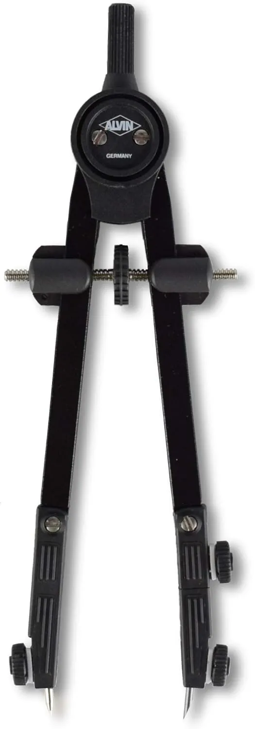 ALVIN 203 Introductory Bow Compass with Universal Adapter, Ideal for Geometry, Drafting, and Engineering, Drawing and Architecture Tool - 6" Inches