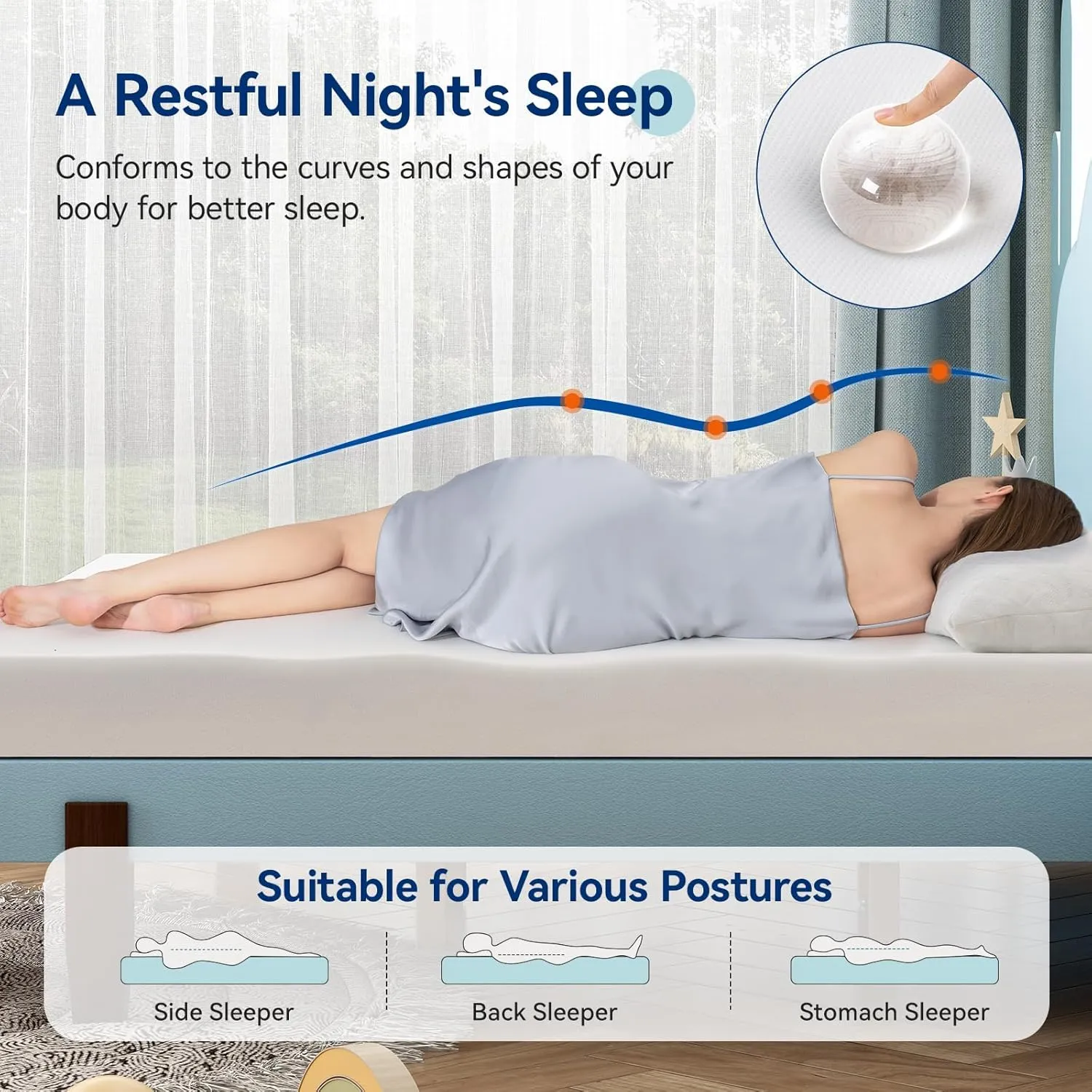 Amazon Basics Memory Foam Mattress, Soft Plush Feel, 6 Inch, Full, White/Grey