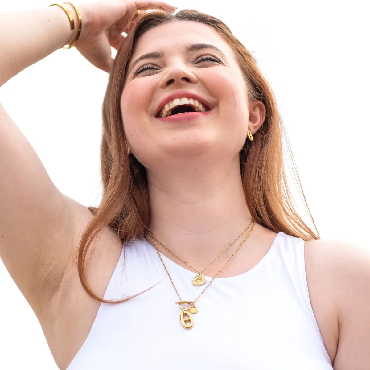 Amori Compass Necklace, Gold
