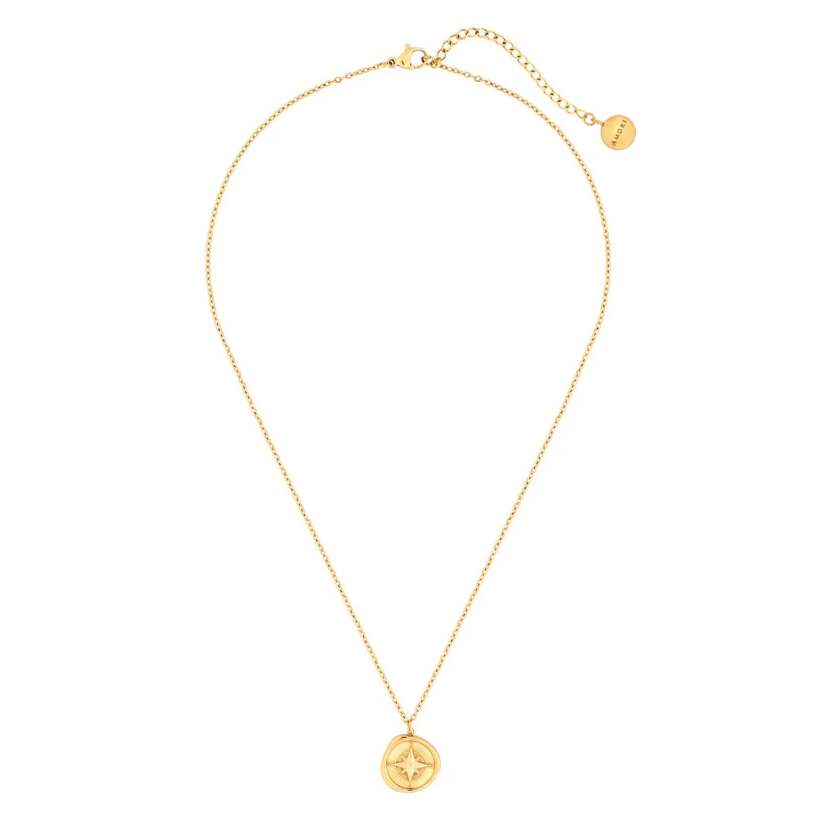 Amori Compass Necklace, Gold