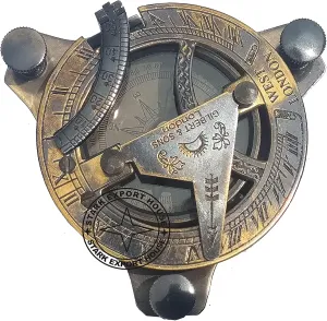 Antique Brass Pocket Sundial Compass for Navigation Outdoor Activities Camping Hiking 3 inch with Wood Box (OPUM)