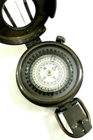 Antique Nautical Brass Compass Collectible Marine Nautical Working Military Prismatic Pocket Compass