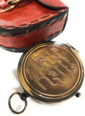 Antique Nautical Vintage Compass with Famous Scripture Quote horeau's Go Confidently Poem Engraved Baptism Gifts with Leather Case for Loved Ones, Son, Father, Love, Partner, Spouse, Fiancé