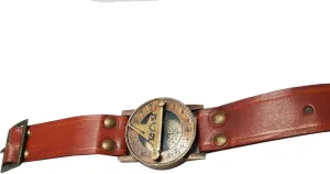 Antique Style Steampunk Wrist Brass Compass Nautical Sundial Watch Leather Strap Bracelet Vintage Look Modern Bracelet Compass